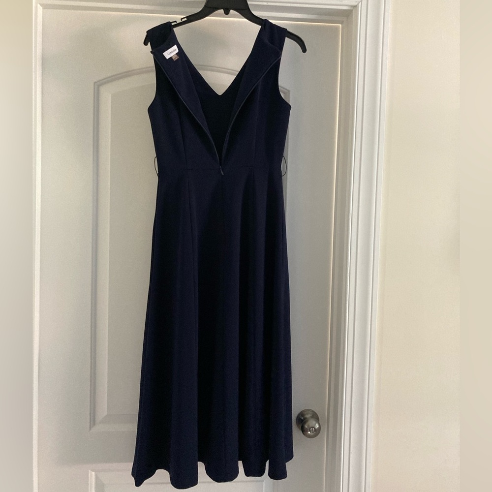 Calvin Klein Navy Midi Dress with belt - Picture 5 of 9